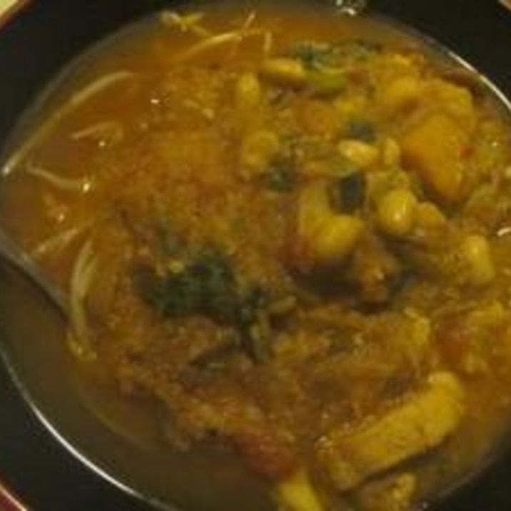 【ｲｿﾌﾗﾎﾞﾝ】豆のカレースープ【たんぱく質】